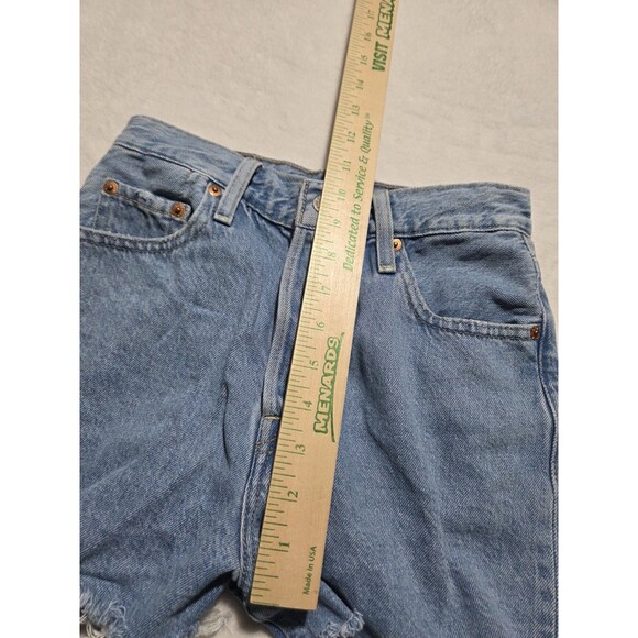 Levi's (Size 25) Denim Ribcage Shorts Medium Wash Cutoff Buttonfly High Waist - Picture 12 of 13